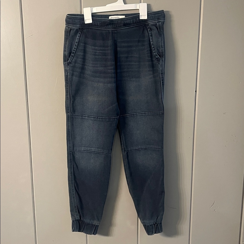 Abercrombie Denim Jogger Pants Youth Unisex Street Urban Casual Skater Hipster